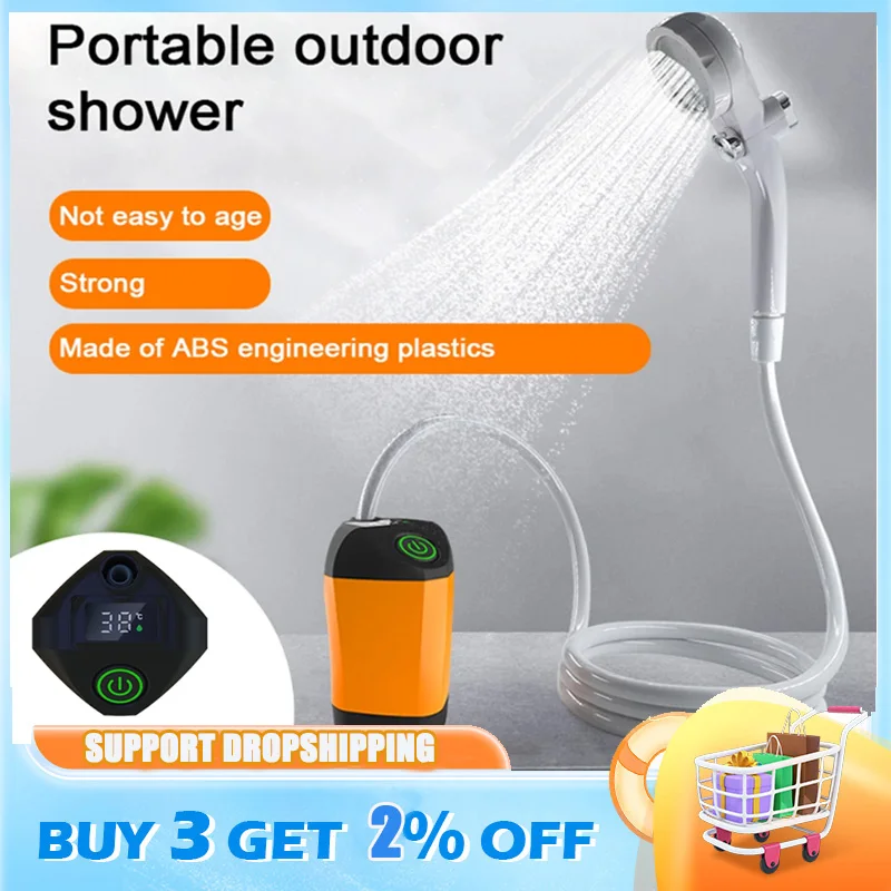 

Outdoor Camping Shower Portable Electric Shower Waterproof with Digital Display for Camping Hiking Travel Car Washing PetBathing