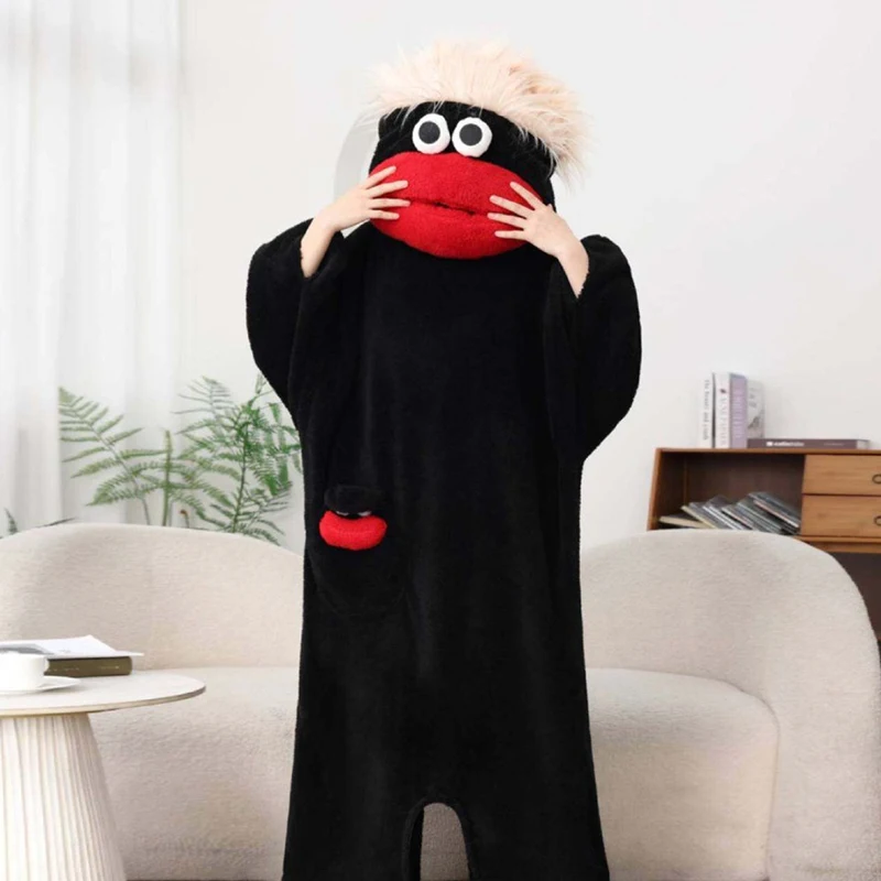 5 Kleuren Hete Grote Mond Monster Schattige Grappige Onesie Pyjama's Verdikte Koraal Fleece Huispak Voor Koppels Mannen Vrouwen Herfst Pyjama