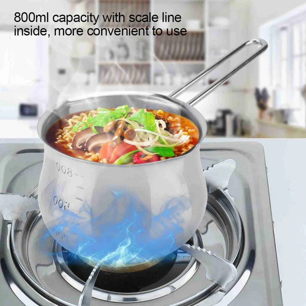 Convenient 304 Stainless Steel Butter Melting Pot 28 OZ / 800 ml Small Sauce Pan Cheese Baking Pot Coffee Tea Soup Warming