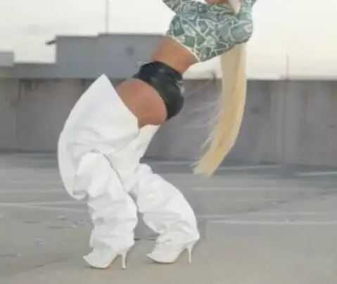 

Белые блестящие кожаные коричневые замшевые сапоги с острым носком, свободные широкие сапоги до колена, женские сапоги для бега на тонком каблуке до бедра