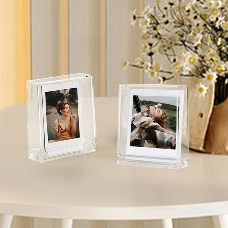 Ins Style تخزين الصور مع إطار مربع شفاف على الوجهين ، 3 "، SQ ، Instax Mini 12 ، 11 ، 8 ، 9 ، 7 ، مربع ، SQ1 EVO