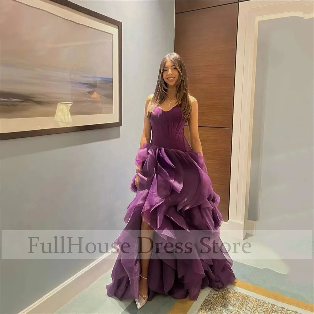 Sukienka wieczorowa szyta na miarę, nowoczesna, z odkrytymi ramionami, falbanami, o kroju litery A, bez pleców, warstwowa, maxi, na studniówkę, ślub, vestidos de