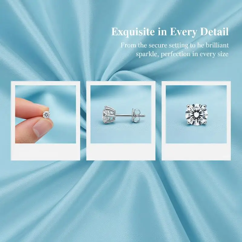 Zircon Stud Earrings Versatile Stylish 3-8mm Round CZ Crystal Ear Studs for Work School Daily Wear Jewelry