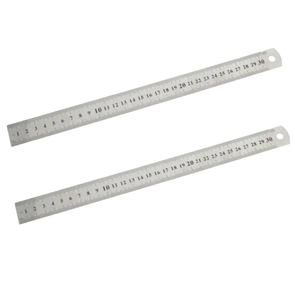 2pcs 30 cm / 12 Inch Stainless Steel Ruler Dual Sided Scale Metric & Inch Scale Straight Edge Ruler Metal Ruler For Drafting