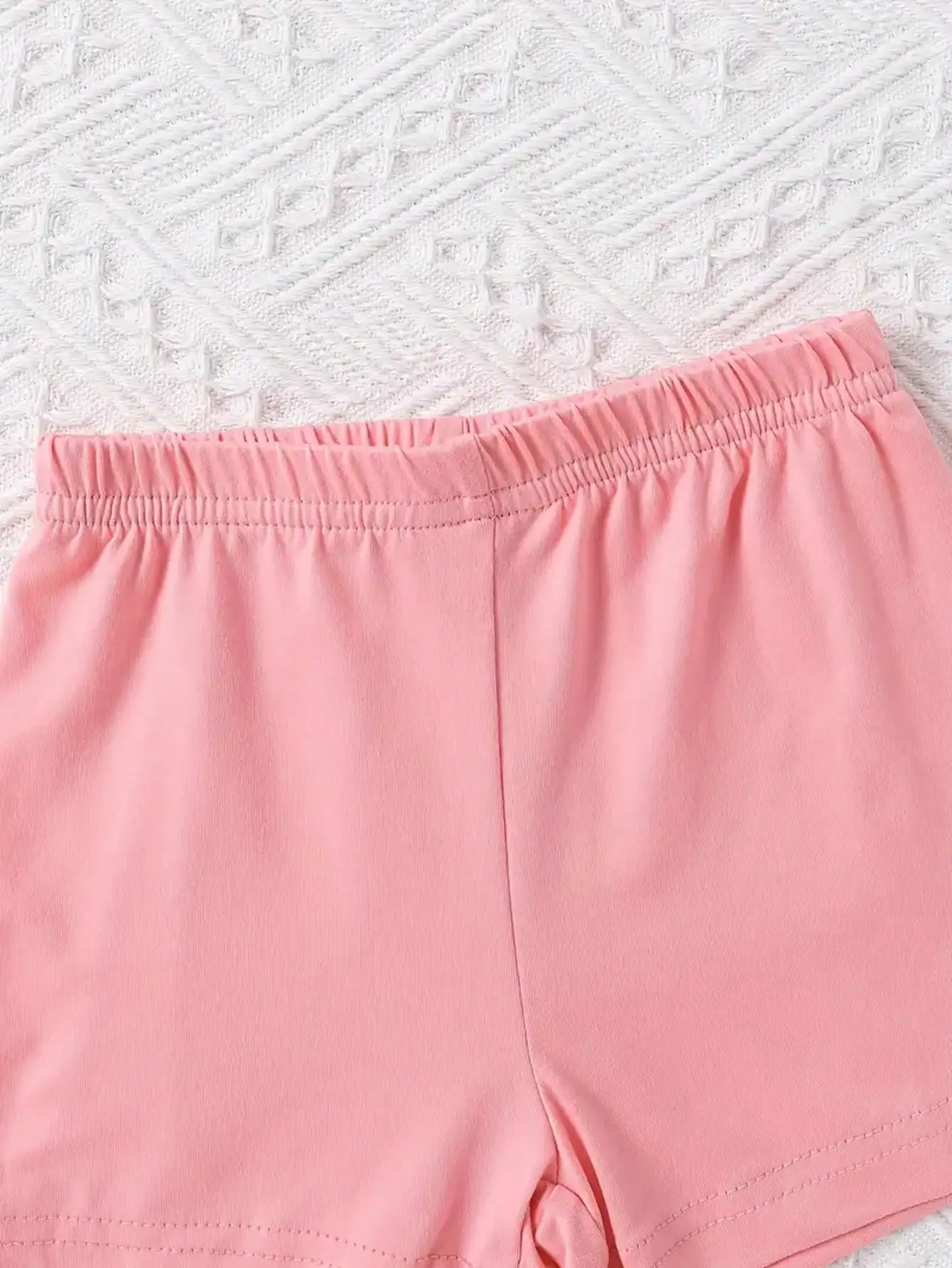 2026 Mädchen-Liebesbrief-Print Zweiteiler-Set Rundhals-Kurzarm-T-Shirt + lockere einfarbige Shorts Sommer-Set – Detail 7