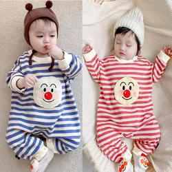 Spring Autumn Winter Newborn Baby Boys Rompers Cartoon Anpanman Print Long Sleeve Jumpsuit Girl Cotton Kid Outfit Infant Clothes