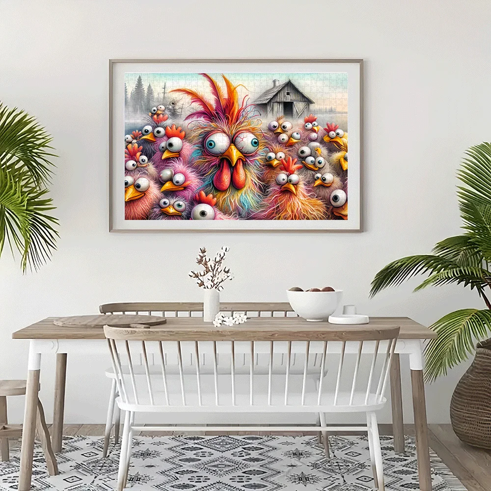 [ألغاز الصور المقطوعة الملونة] 1000 قطعة من أحجية الصور المقطوعة الملونة على شكل قطيع الدجاج |   لعبة ألغاز ورقية كبيرة للمزرعة للبالغين، عائلية