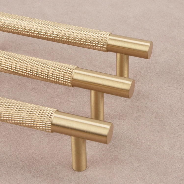 Solid Brass Knotting 500mm Long Handle Kitchen Cabinet European Style Light Luxury Brushed Brass Gold Handle