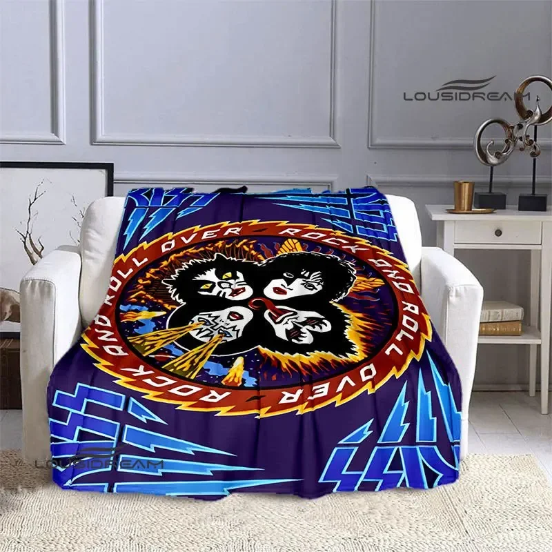 

Kiss Band Printed Blanket picnic blanket Warm Blanket Thin Blanket Flannel Home Travel Blanket throw blanket Birthday Gift
