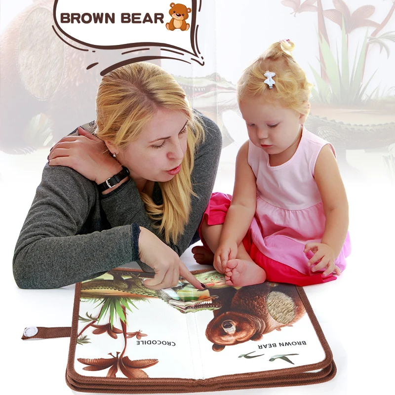 Livre tactile interactif Animal pour bébé, Puzzle d'apprentissage précoce, livre de contes en tissu avec singe tigre, livre doux pour bébé, jouets cadeau