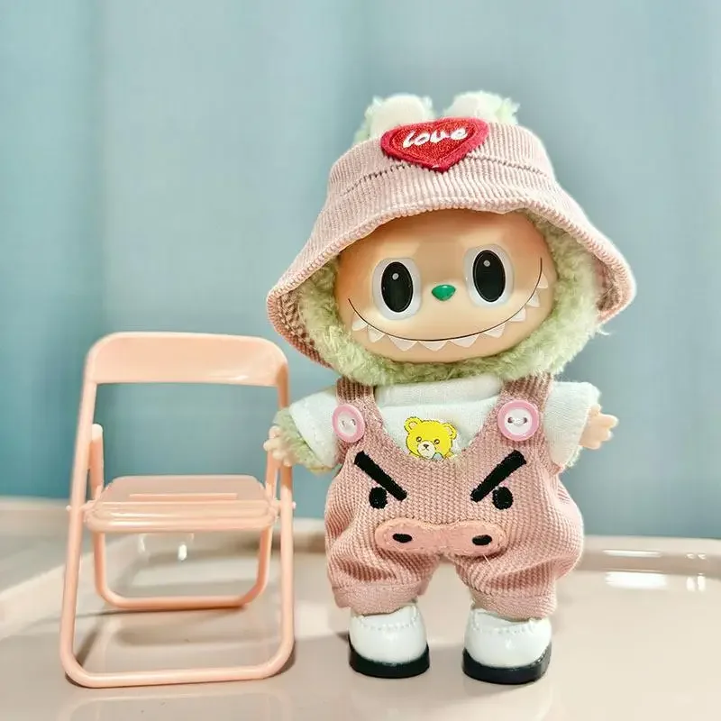 17cm Mini Plush Doll'S Clothes Outfit Accessories For Korea Kpop Exo Labubu I II Idol Dolls Pink Pig Jumpsuit set Clothing Gift