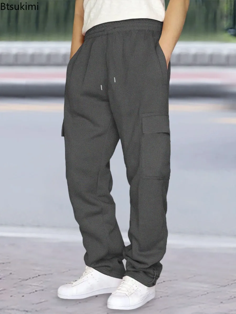 2025 Autumn Men's Casual Sports Pants Straight Multiple Pockets Long Baggy Trousers for Men Joggers Cargo Pants Men Streetwear