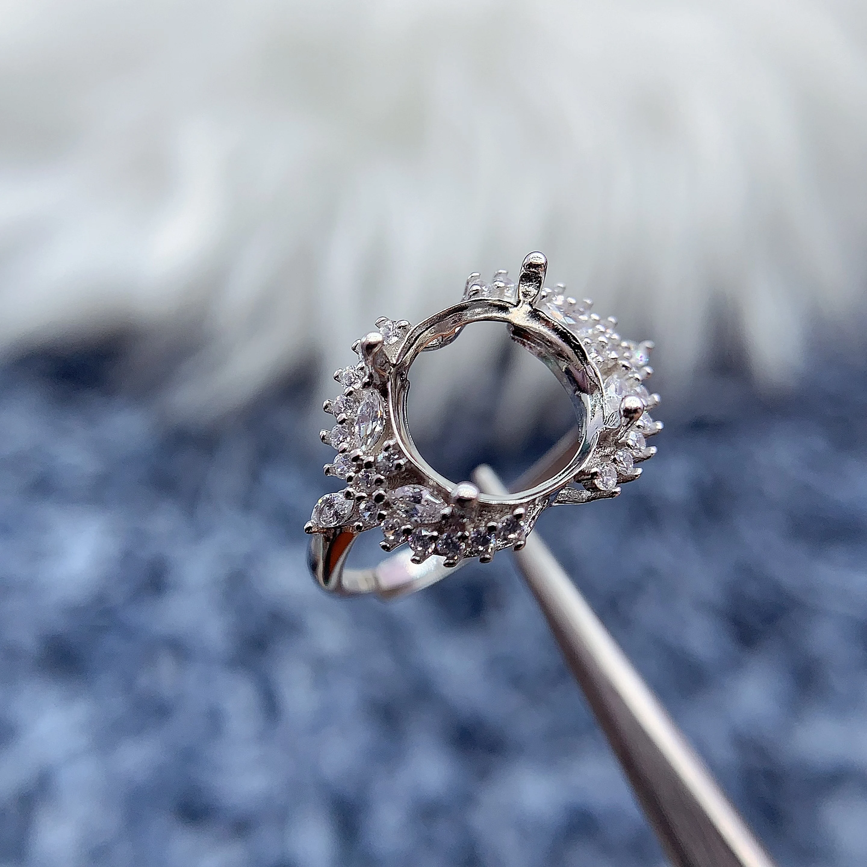 MeiBaPJ Inlay Round 8*8mm S925 Pure Silver DIY Rings Setting Womens Gift creativity Fine Charm Luxury Original Jewelry Wholesale