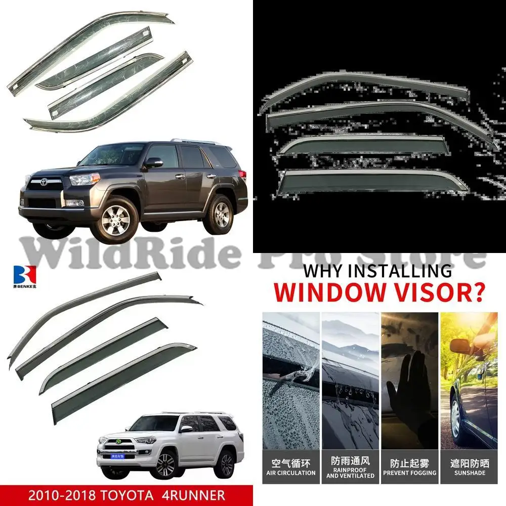 

1 set For Toyota 4 Channel 2003-2008 2010-2024 4 Channel Windshield Car Accessories Sun Visor with Stainless Steel Rain Deflecto
