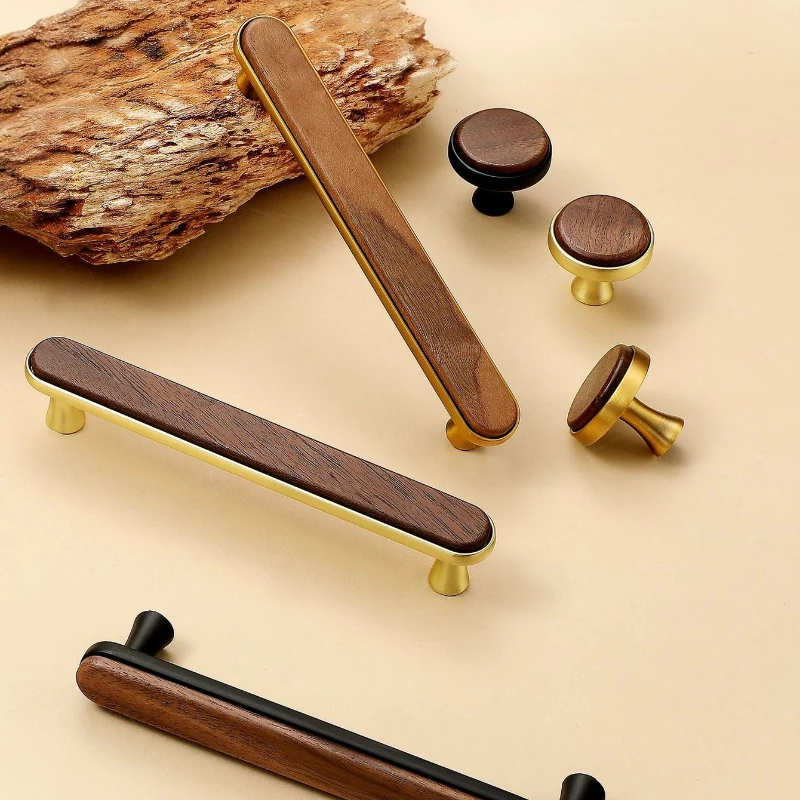 Küchenschrank, Schminktisch, Holzmöbelgriffe, Walnuss-Schranktür-T-Griff, Holzknöpfe, Schubladengriffe für Kleiderschrank und Schrank – Detail 4