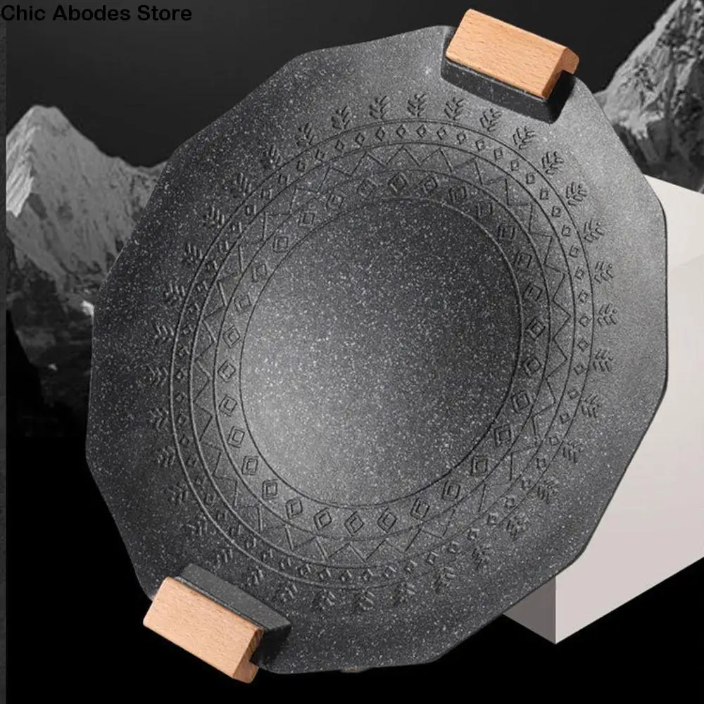 

Легко чистящаяся равномерная нагревательная тарелка для барбекю, портативная алюминиевая сковорода с антипригарным покрытием, круглая сковорода с защитой от ожогов, походная сковорода на открытом воздухе