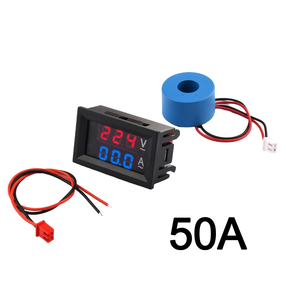 AC 60-500V 10A 50A 220V Digital LCD Voltmeter Ammeter Voltage Current Meter Tester Detector Transformer for Electrician Tool