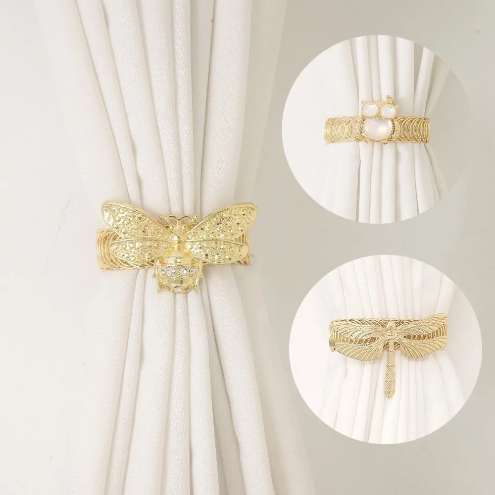 Exquisite Owl Curtain Buckle Luxury Metal Spring-Loaded Curtain Tieback Beautifully Decorative Curtains Tie Rope Bedroom