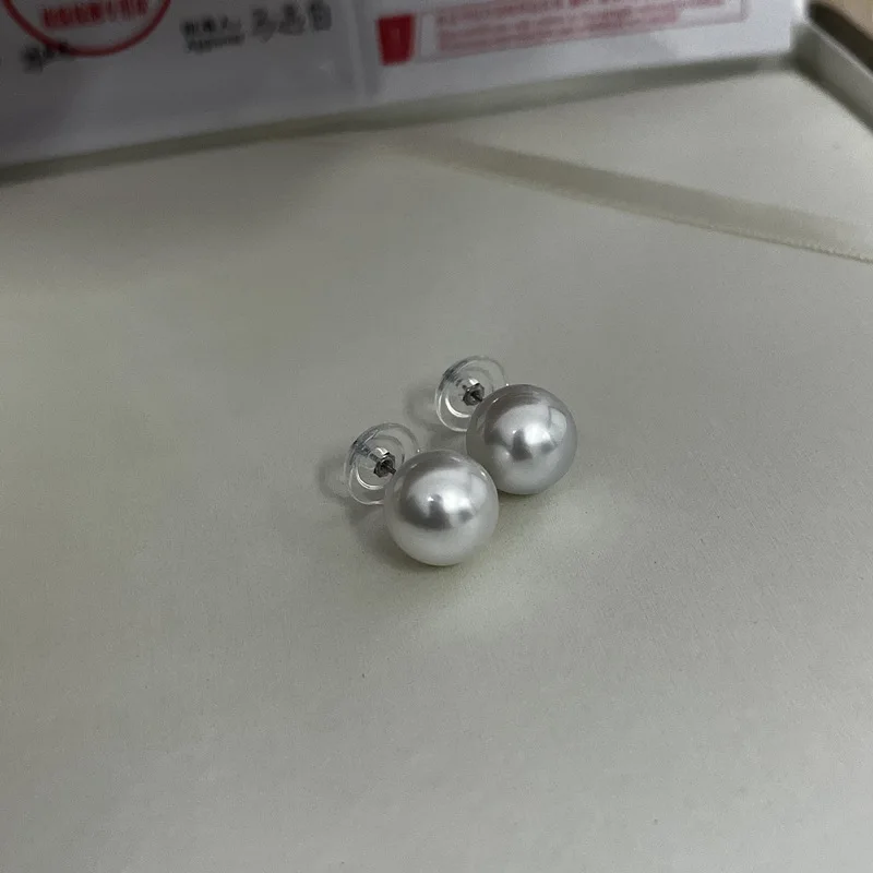 N 18k Gold Australian White Stud Earrings Pearl Earrings Natural Sea Pearl 12-13mm Jewelry Earrings