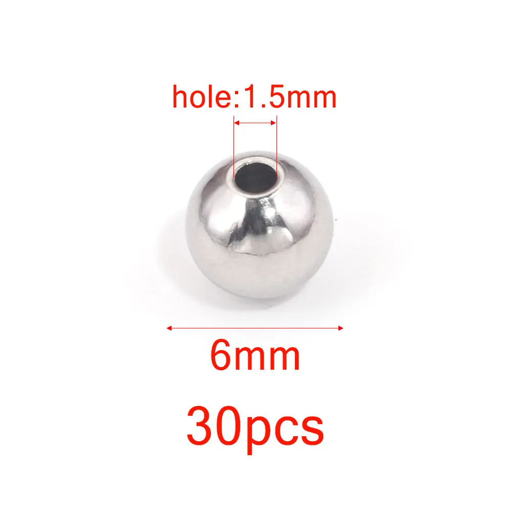 20–100 Stück, 3, 4, 5, 6, 8 mm, Edelstahl-Abstandsperlen, runde Kugel, lose Rocailles für DIY-Armbänder, Schmuckherstellung, Zubehör