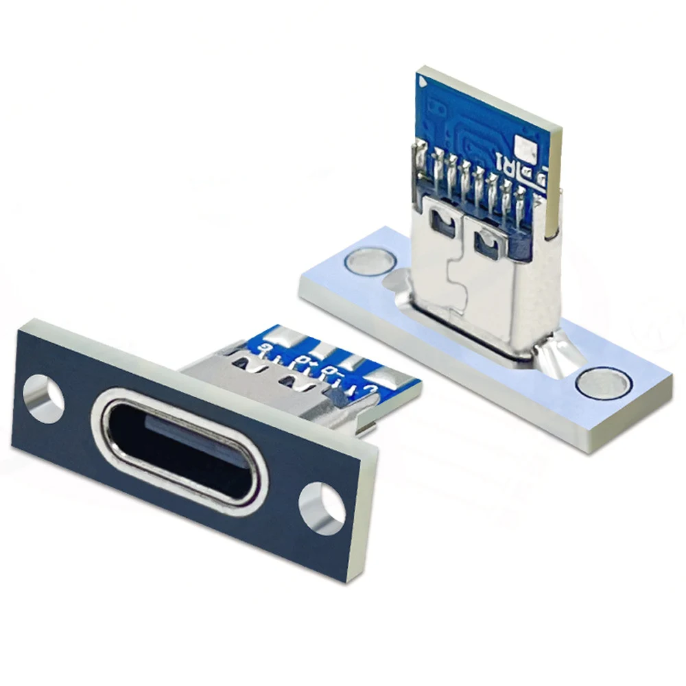 1-10pcs Type-C  USB Jack 3.1 Type-C 2Pin 4Pin Female Connector Jack Charging Port USB 3.1 Type C Socket With Screw fixing plate