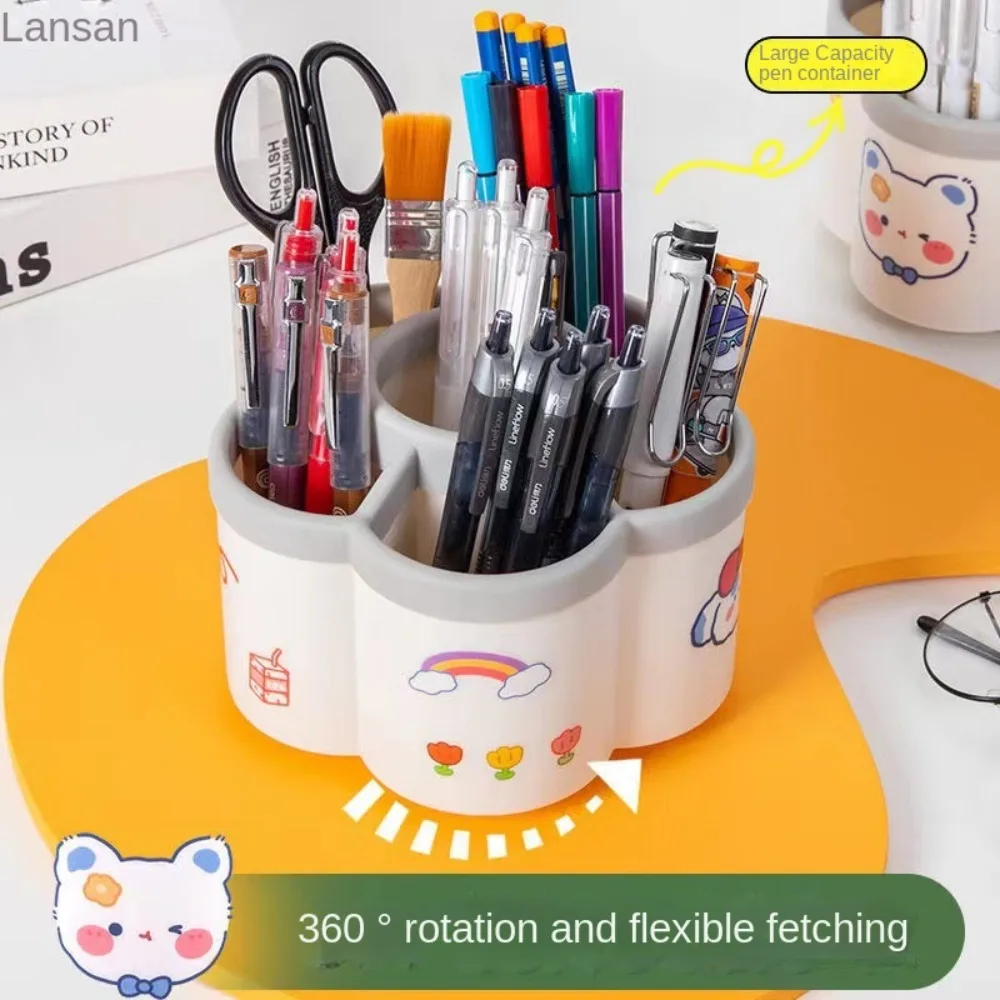 

High Quality Rotating Pen Holders Cute ABS Stationery Storage Box Storage Bucket Cup Desktop