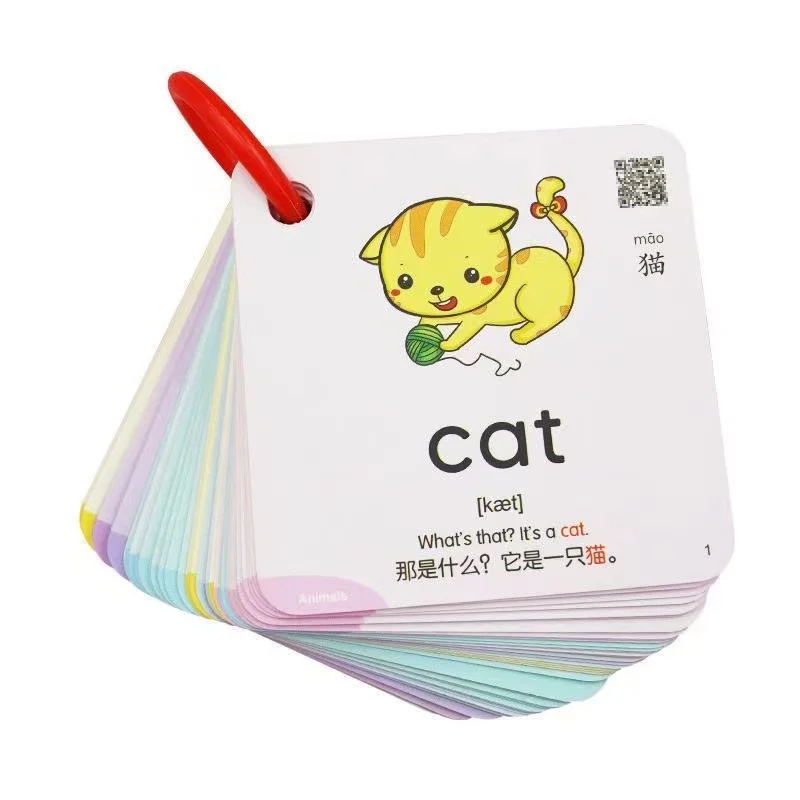 600 Words 20 Categories Cognition Learning Card Animal Shape Color Montessori Educational Chinese English Books for Kids