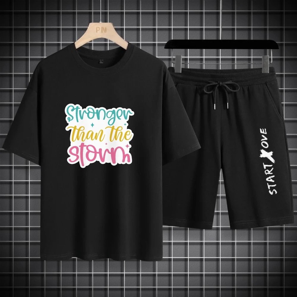 

2025 Thin Casual Men Tracksuit Set Lightweight Comfortable Summer Outfit Fashion Sports T-shirts+shorts two-piece sets tracksuit