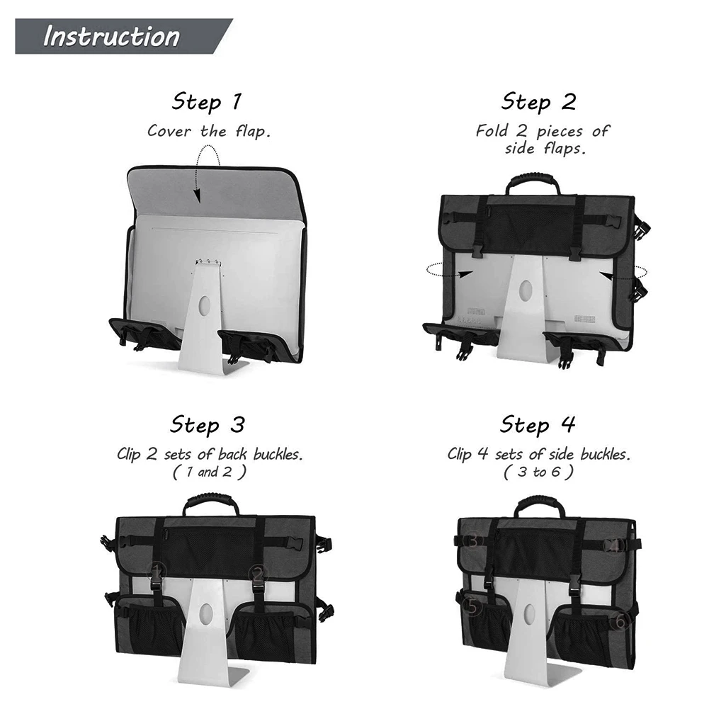 PHILE-Travel Carrying Case For Monitors Protective Monitor Bag Monitor Carrying Case
