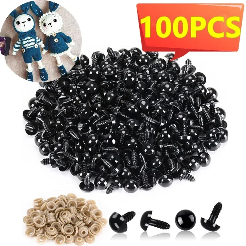 100/50PCS  Black Plastic Safety Eyes For Toys Amigurumi Diy Kit Crafts TeddyBear Toy Eye For Doll Decoration Accessories