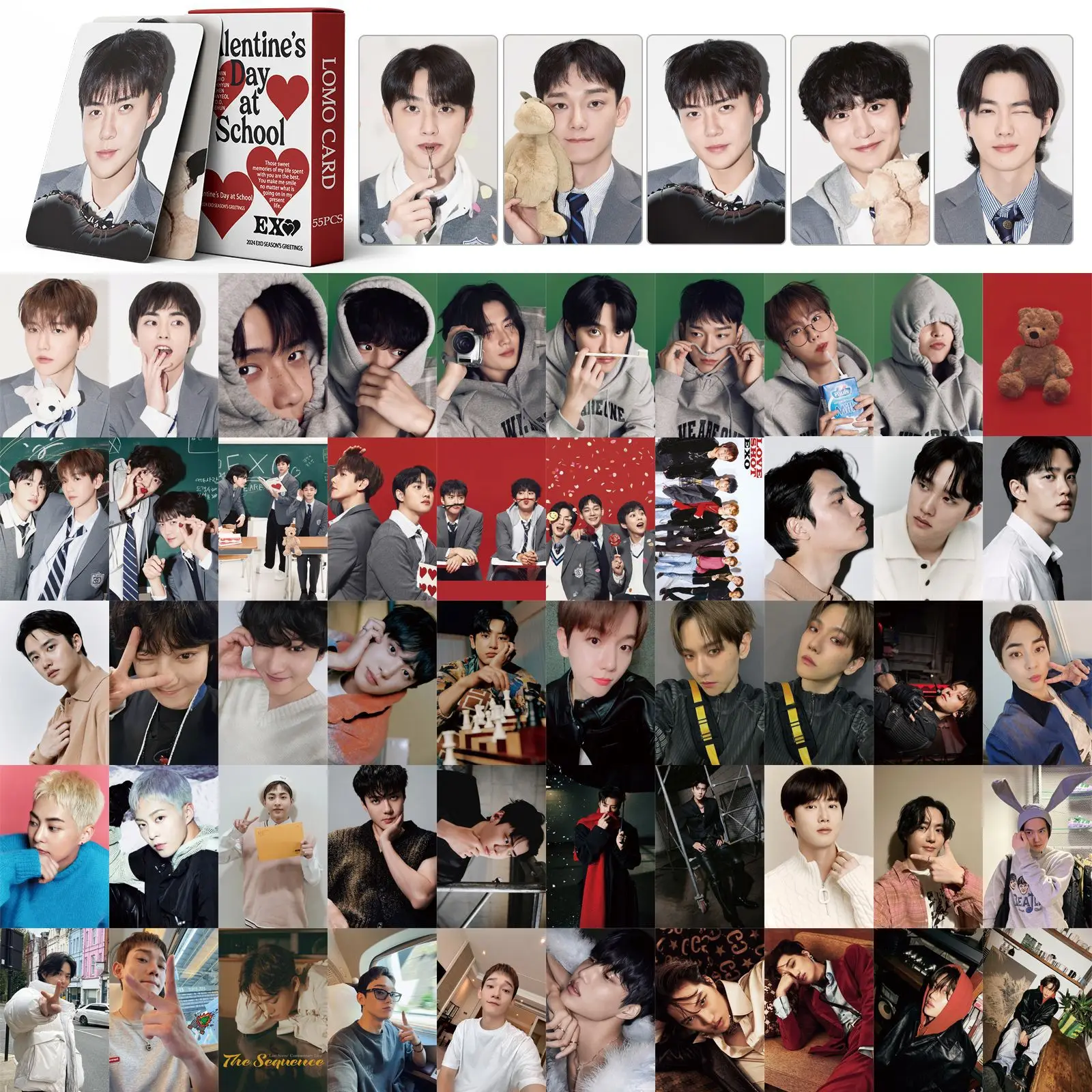 EXO Lomo Card 2024 EXO FAN MEETING Lomo Photocard Gift for Fans Party Decorations 55pcs/pk