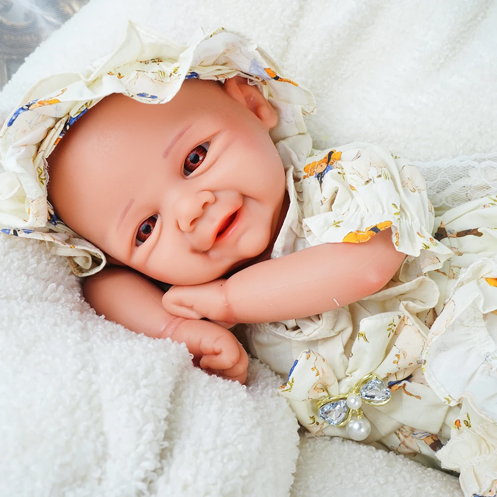 무게감 있는 여자 아기 인형 18.9인치 방수 실물 같은 전신 실리콘 리본 인형 부드러운 수제 신생아 인형 수집가 선물용