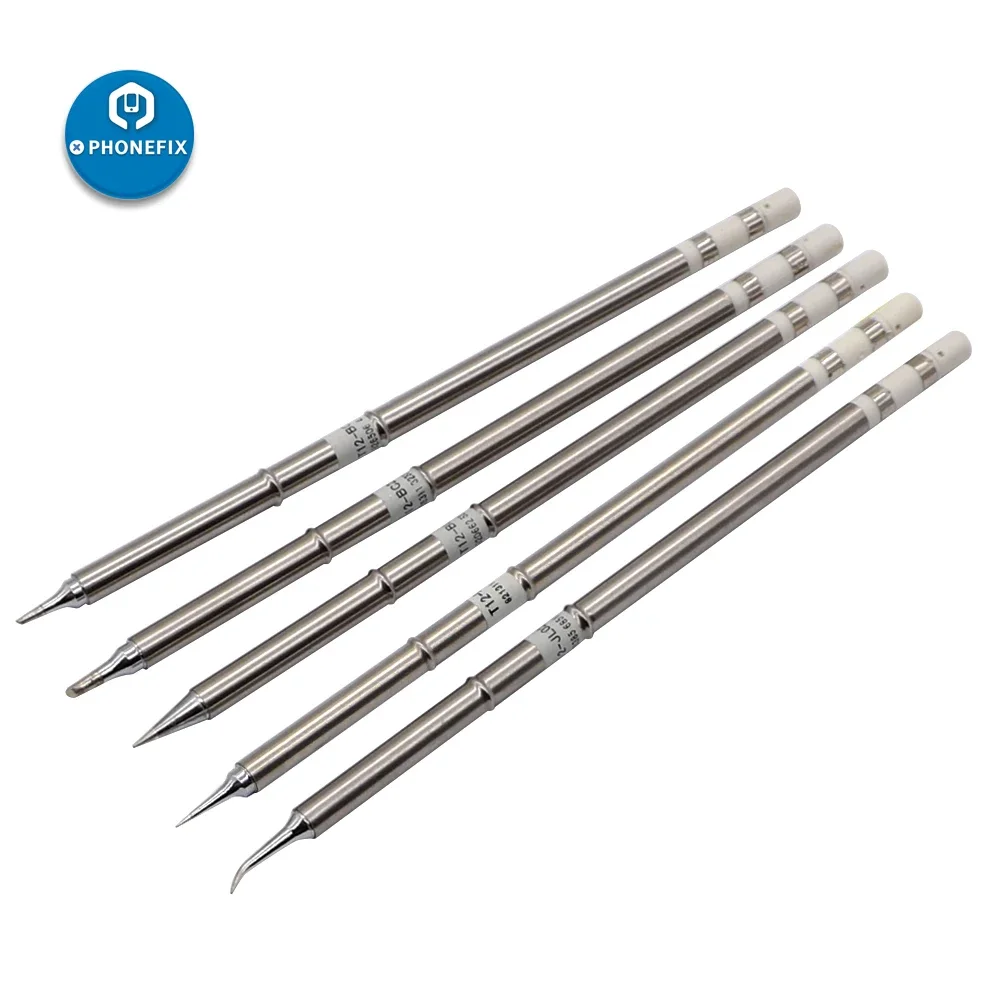 6PC Multi Type T12 Solder Iron Tips T12-BC2 K JL02 TLS BL KU for Hakko Fx951 DIY T12 Soldering Station T12 Replacement Iron Tips