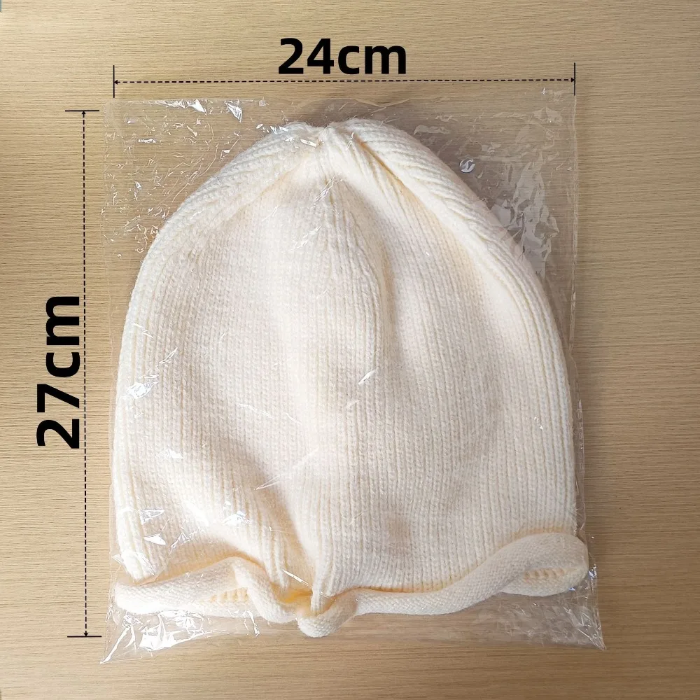 Hot Sale Knitted Pile Cap Solid Windproof Drawstring Stack Hat Ear Protection Knitted Beanies Women