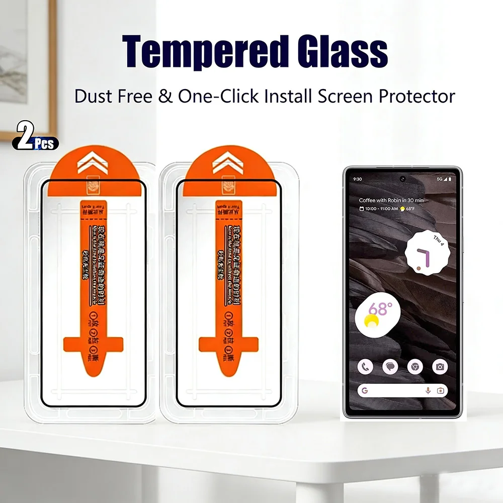 2pcs HD Screen Protector for Google Pixel 8 Pro 8A 7A 7 6A Tempered Glass Pixel 7 7A 6A goole 8a 7a 6a Dust-Proof Installation