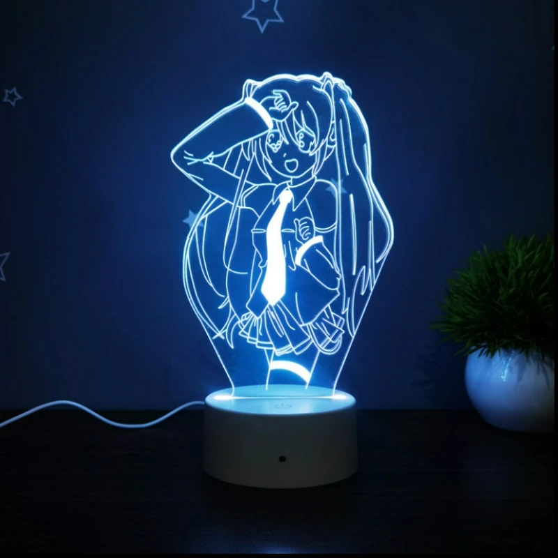 Movie Animation Hatsune Miku Peripheral Anime LED Night Light Room Night Lighting USB Charging Luminous Accessories