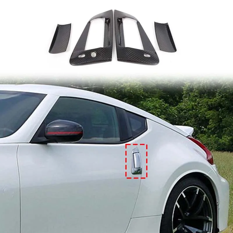 

Для Nissan 370Z Z34 2009-2020 из настоящего углеродного волокна, защитные чехлы для дверной ручки автомобиля, комплект отделки, наклейки против царапин, аксессуары
