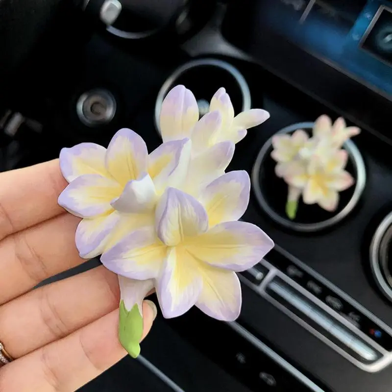 Flower Car Vent Diffuser Freesia Car Air Fresheners Vent Diffuser Odor Eliminator For Workplace Automotive Fragrance Decoration