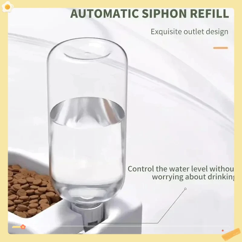 وعاء الحيوانات الأليفة الأوتوماتيكي ذو الاستخدام المزدوج، مقاوم للرطوبة، تصميم الحب، حوض القطط والكلاب، حل متعدد الوظائف للشرب والتغذية