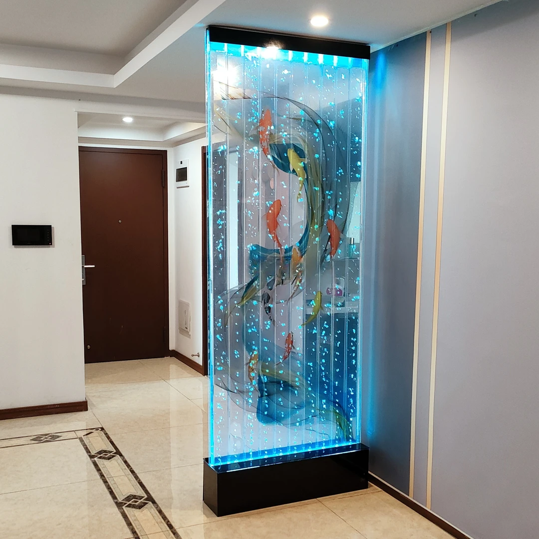 Smart Water Curtain Wall Flowing Water Subareas Screens Indoor Office Decoration Hallway Acrylic Bubble Wall