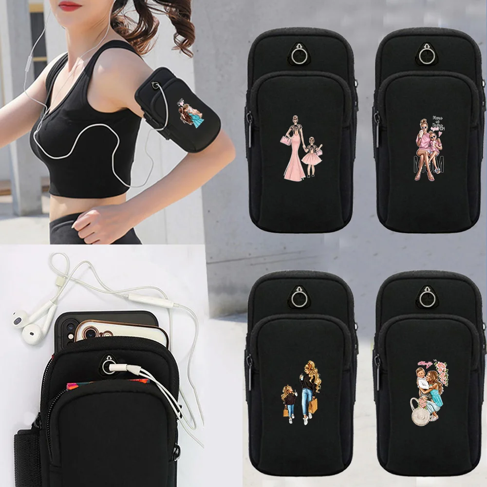 New Sports Bag Mobile Phone Coin Card Sundries Storage Bag Mom Print Gym Running Cycling Wallet Phone Bags Adjustable Arm Band