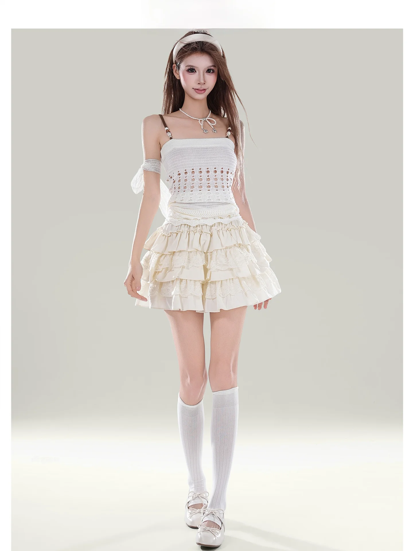 Falda JK de cintura alta adelgazante y sexy para mujer, estilo nuevo de verano, falda de encaje abullonada tipo pastel, faldas para mujer de Forever 21