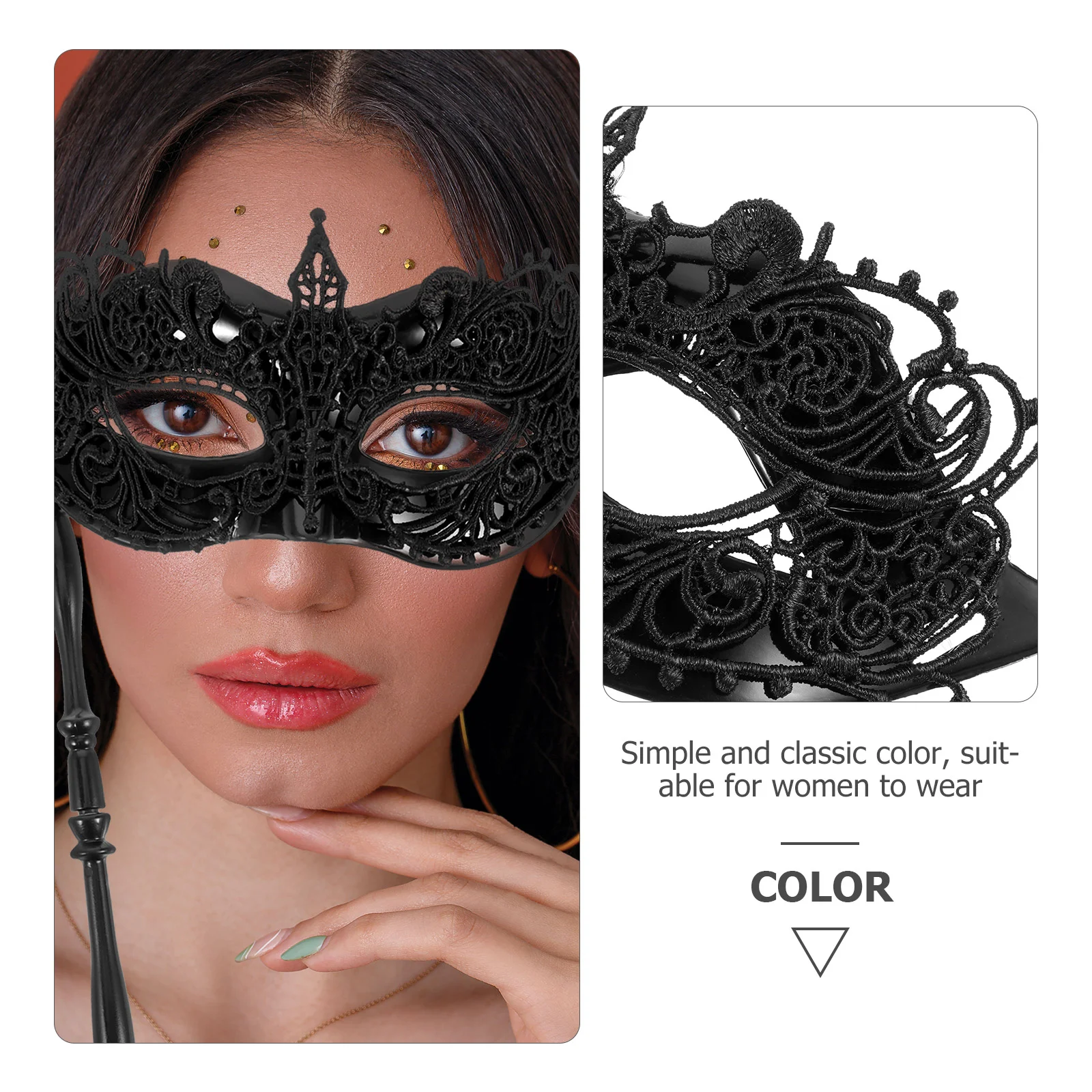 Halloween Lace Hand Mask Lovers Eyepatch Masquerade for Couples Handheld Women with Stick