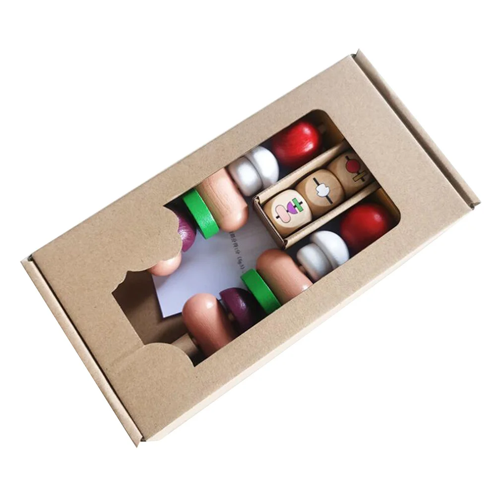 مجموعة واحدة من ألعاب الكباب الخشبية للشواء والتعليم المبكر للأطفال، لعبة تعليمية تفاعلية خيالية، هدية تعليمية