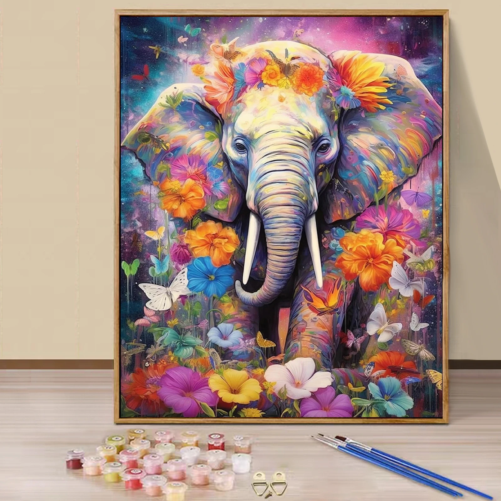 

Paint by Numbers - 40x50cm, Elephant Painting Kits for Beginners on Colored Canvas, Easy DIY Art for Home Decor Gift (No Frame)