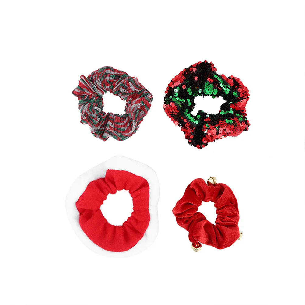 

5Pcs Christmas Ponytail Hair Tie Sequins Paillette Elastic Rope Hair Band Headress for Women Sequins Ponytail Holder