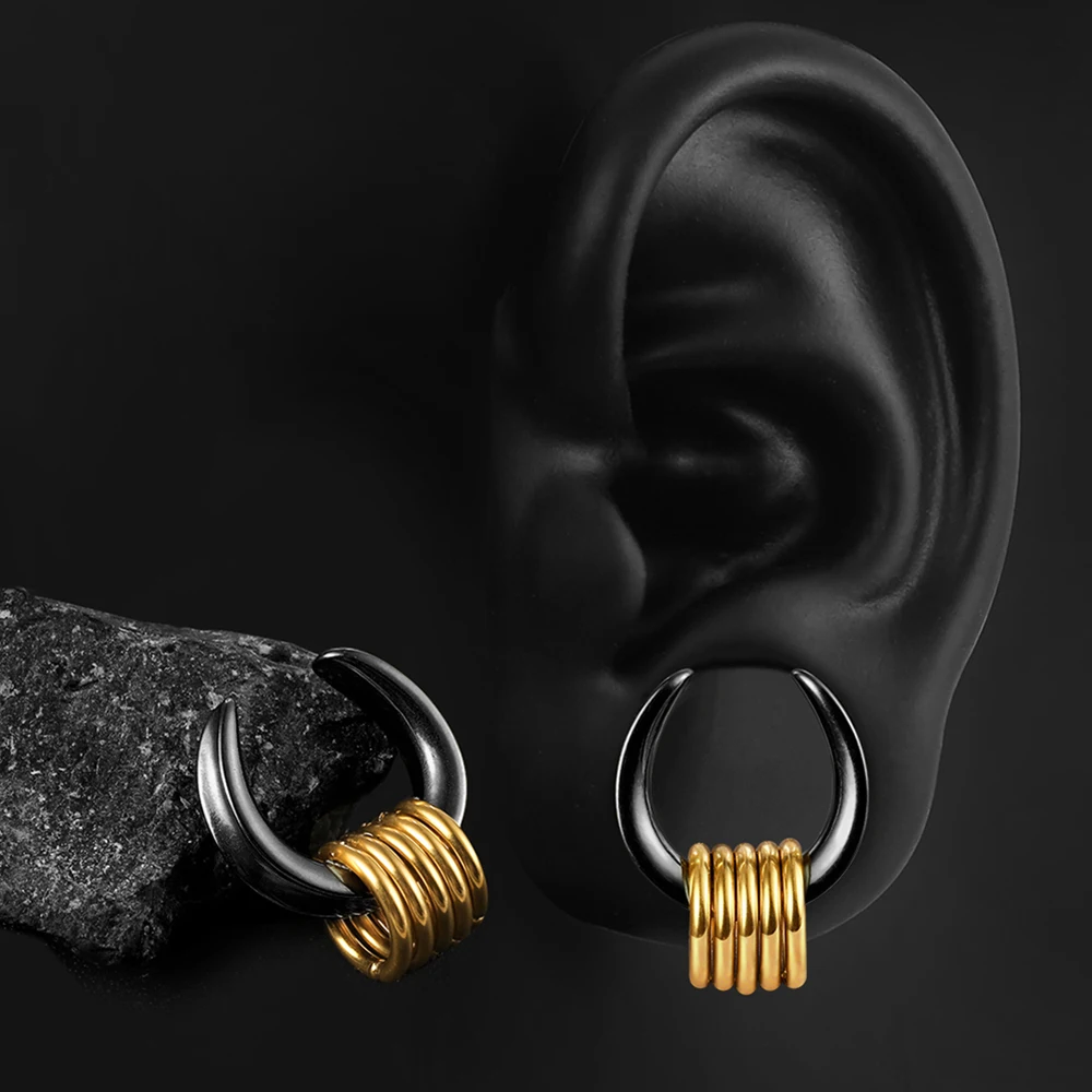 Twolobes 2PCS 316 Stainless Steel Ear Saddles with Loops Expander Piercing Women men Body Jewelry tunnels Stretcher