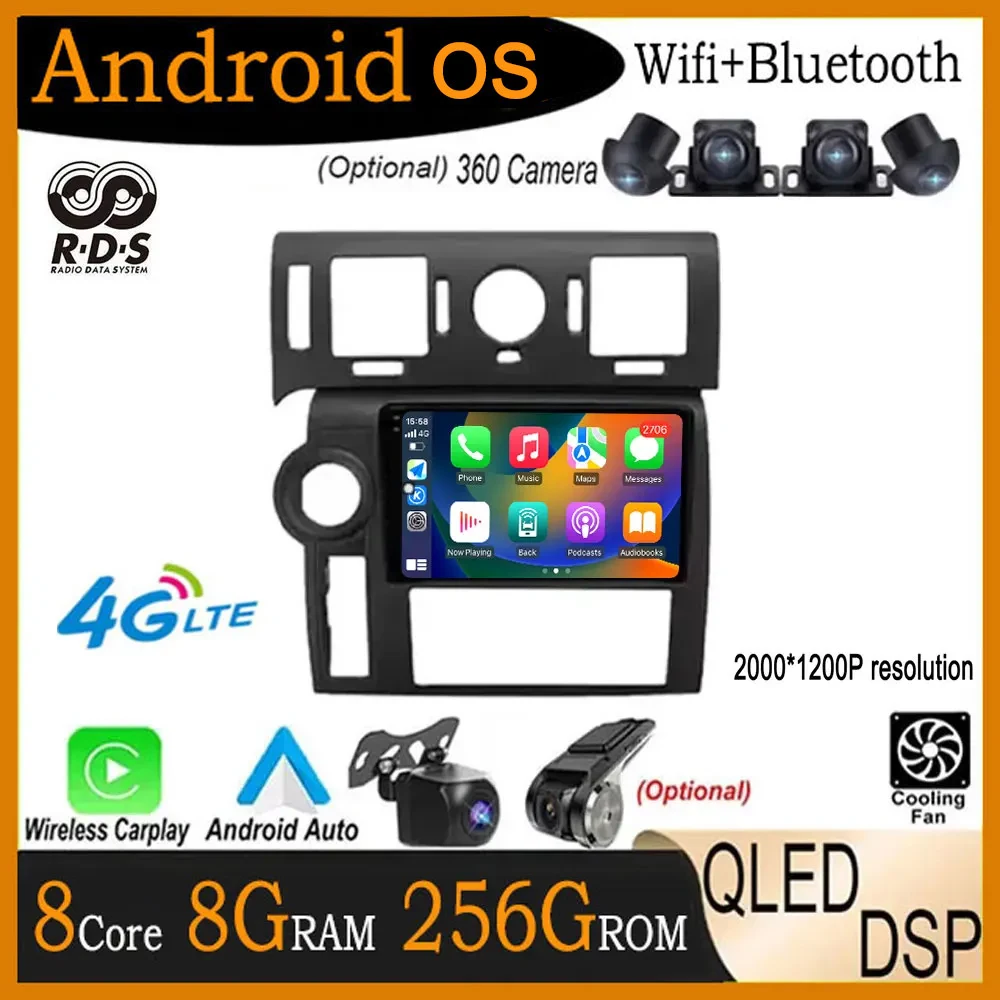 9 lnch For Hummer H2 E85 2007-2009 Android 14 Touch screen Car Auto Radio Stereo Multimedia Player Video GPS Navigation Carplay