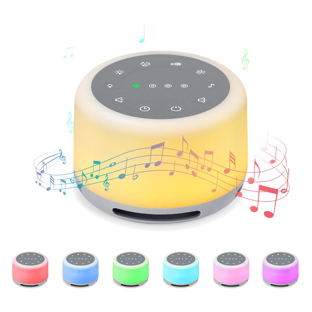 7 RGB Night Light & 24 Soothing Relax Sleep Sounds Machine with Adjustable Brightness Wireless Speaker White Noise Sound Machine