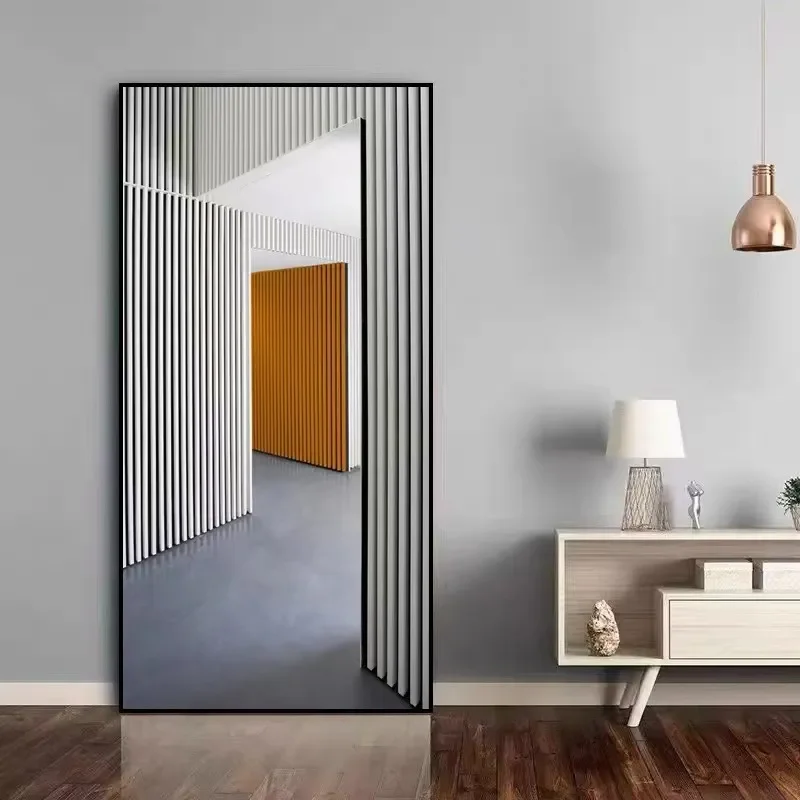Blackboard Ghost Door Special Shaped Mirror Trackless Sliding Door for Bedroom Cloakroom Invisible Hole Door Space Saving
